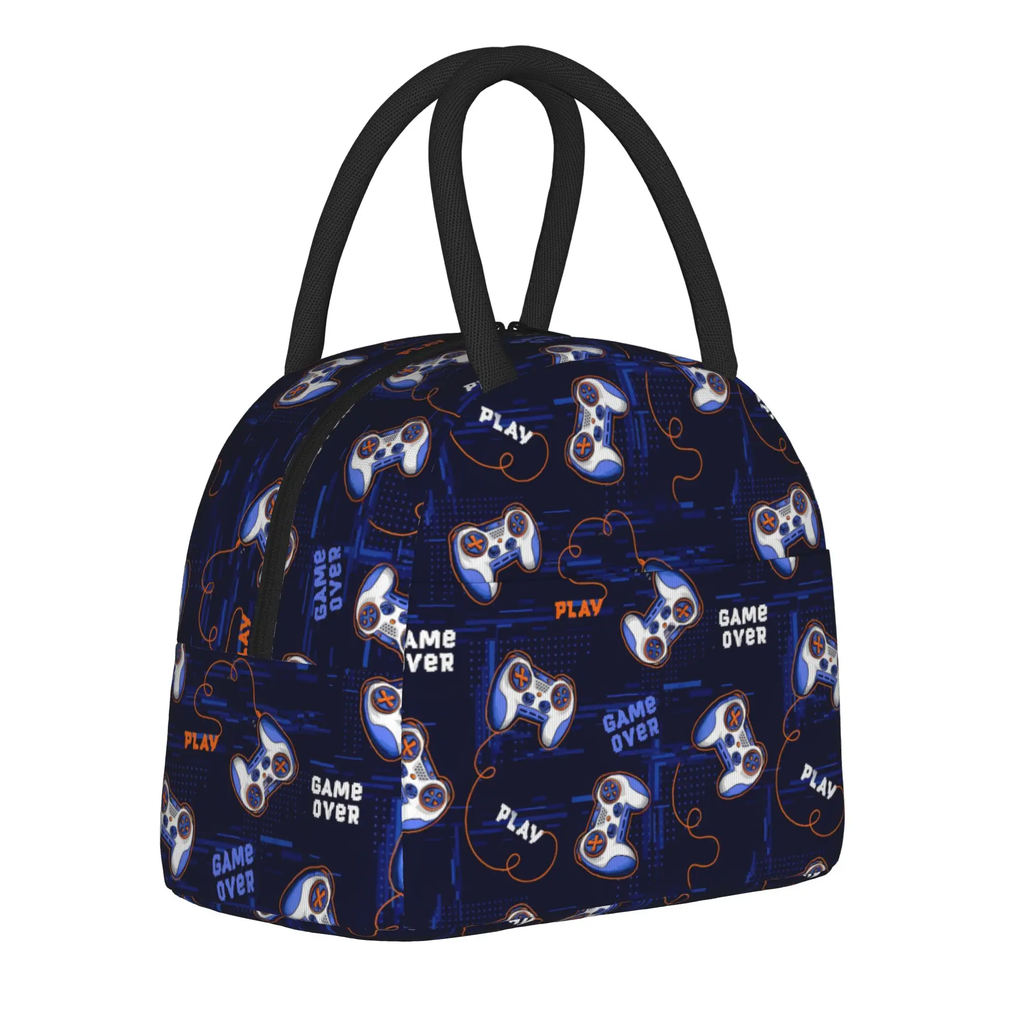Video Game Gaming Controller Insulated Lunch Bags Thermal Bag Reusable,Meal Container  High Capacity Tote Lunch Box Bento Pouch