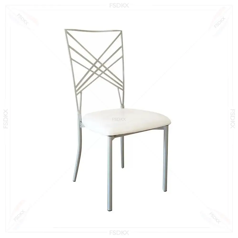 Manufacture Hotel Furniture Stackable Iron Silver Chameleon Wedding Chairs With Metal Back