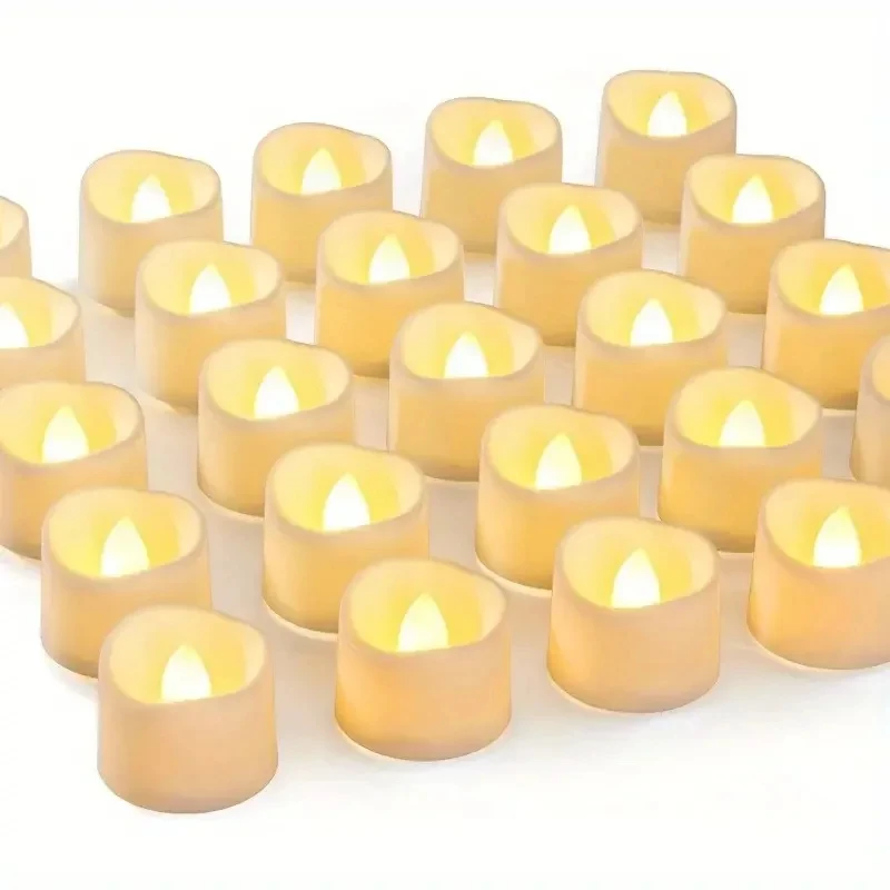 

24 шт./компл. беспламенная светодиодная свеча креативная светодиодная чайная лампа желаний теплая белая беспламенная свеча Хэллоуин Рождественский декор свеча