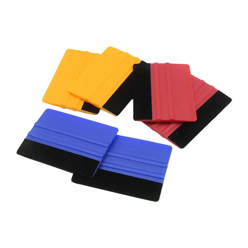 2Pcs Blue Red Yellow Squeegee Felt Edge Scraper Car Decals Vinyl Wrapping & Tint Tools Pro Plastic Soft Wrapping Spatula Tool