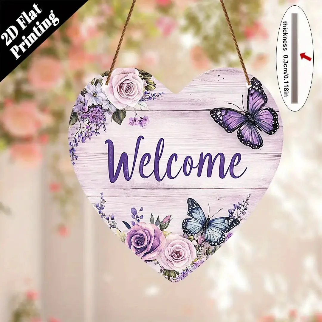 2D Plane,Wooden Welcome Sign, Decorative Plaques And Ornaments,Romantic Decoration, Heart-Shaped Ornaments, Valentine'S Day Gift