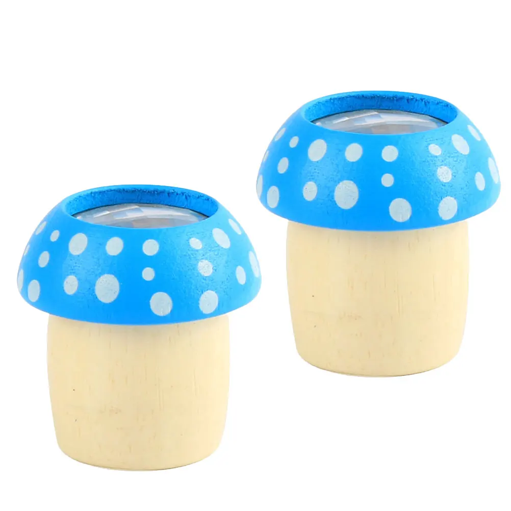 2 قطعة مشكال فطر خشبي قطعة عين عرض أنماط ملونة لامعة إلهام الفضول أداة التعلم الأزرق