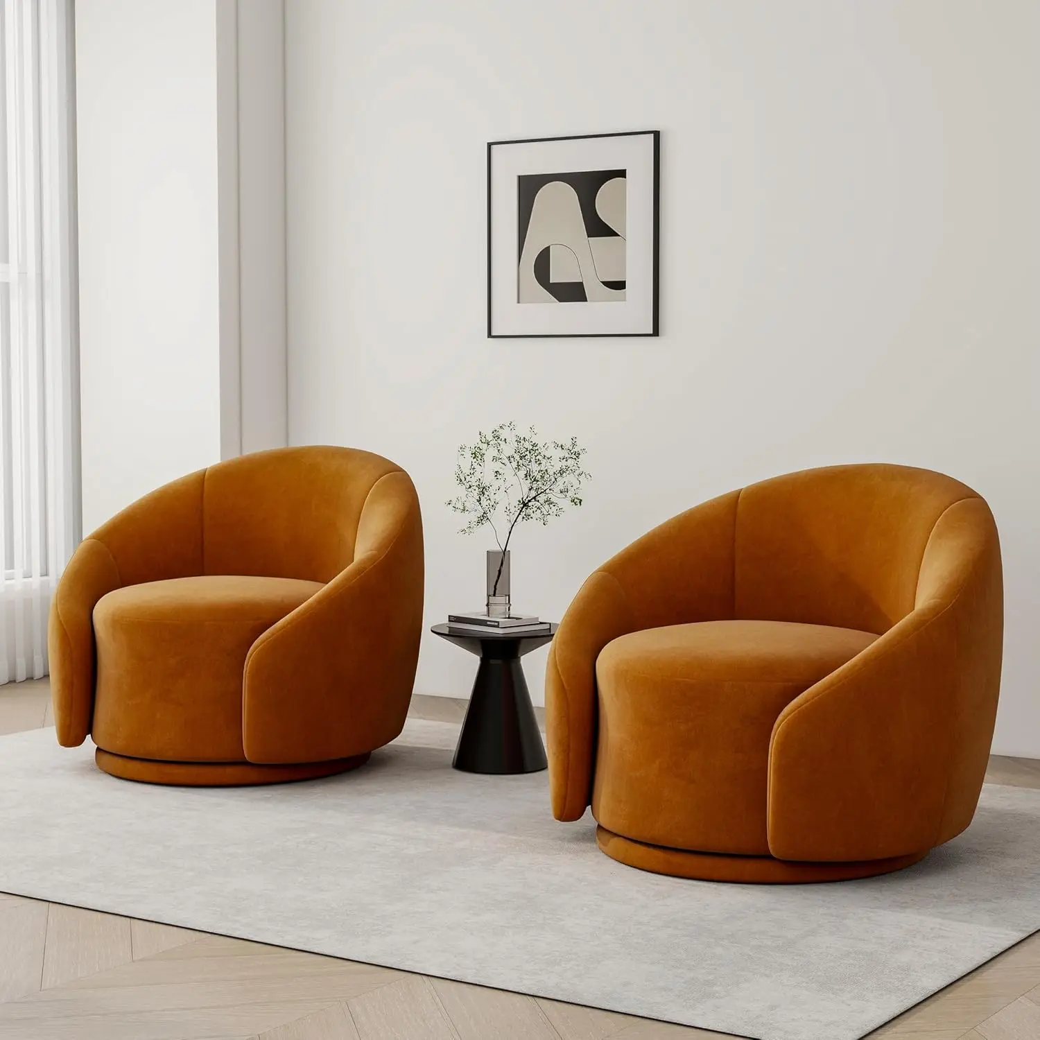 

Поворотное кресло-акцент, 360 градусов ° Маленький круглый диван-кресло, удобное современное кресло для чтения для гостиной и спальни, на заказ