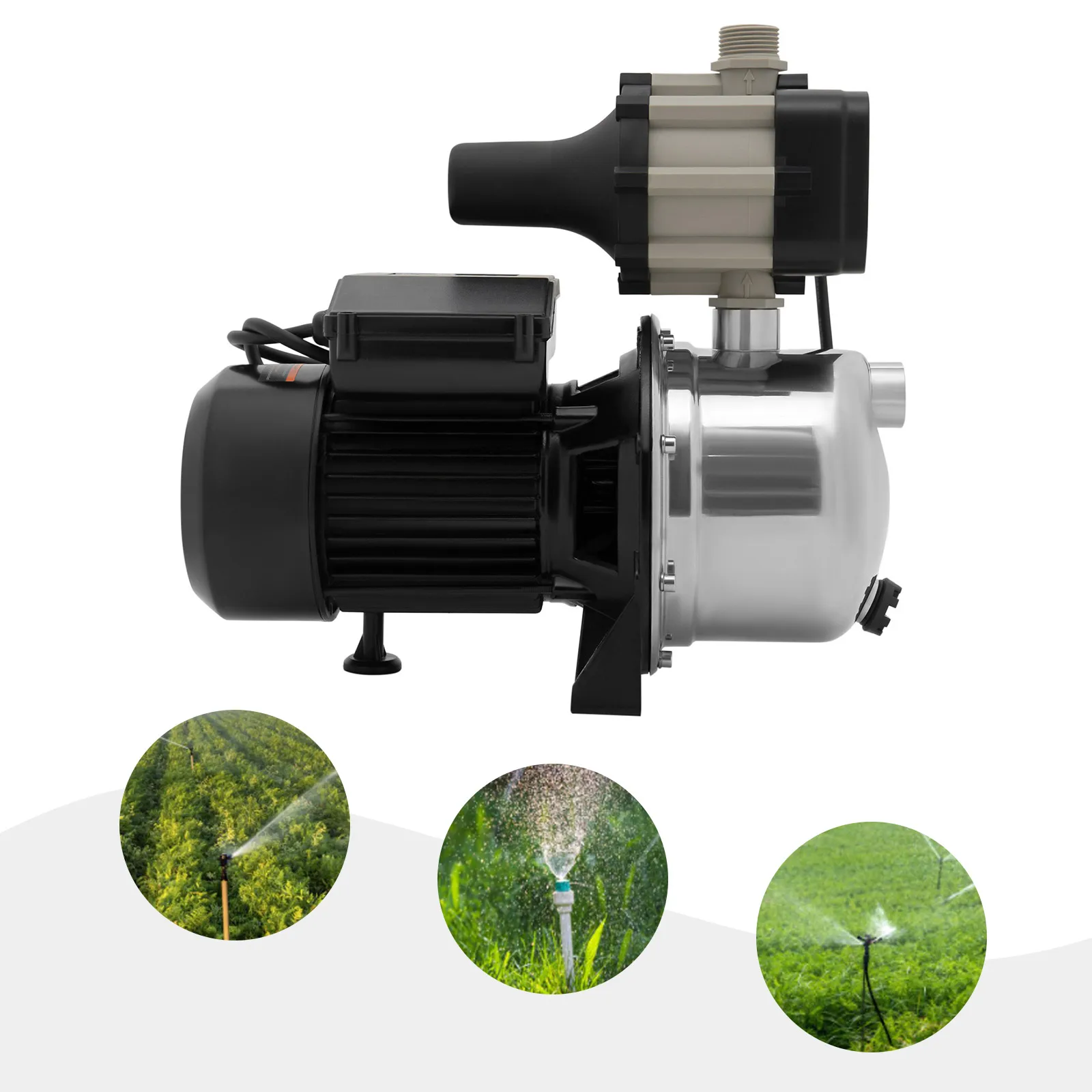 Bomba de pozo poco profundo, rociador de refuerzo con controlador automático para sistema de riego de césped de jardín, transferencia de agua, 1,5 HP, 115V