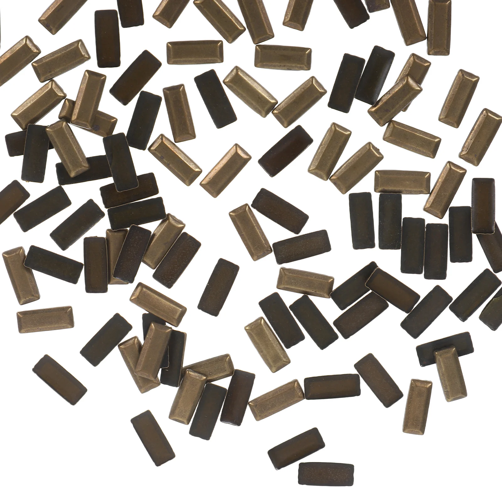 

100Pcs Rectangular Studs Metal Copper Flatback Rivets for DIY Punk Style Clothing Jacket Bag Shoe Decorative Accessories