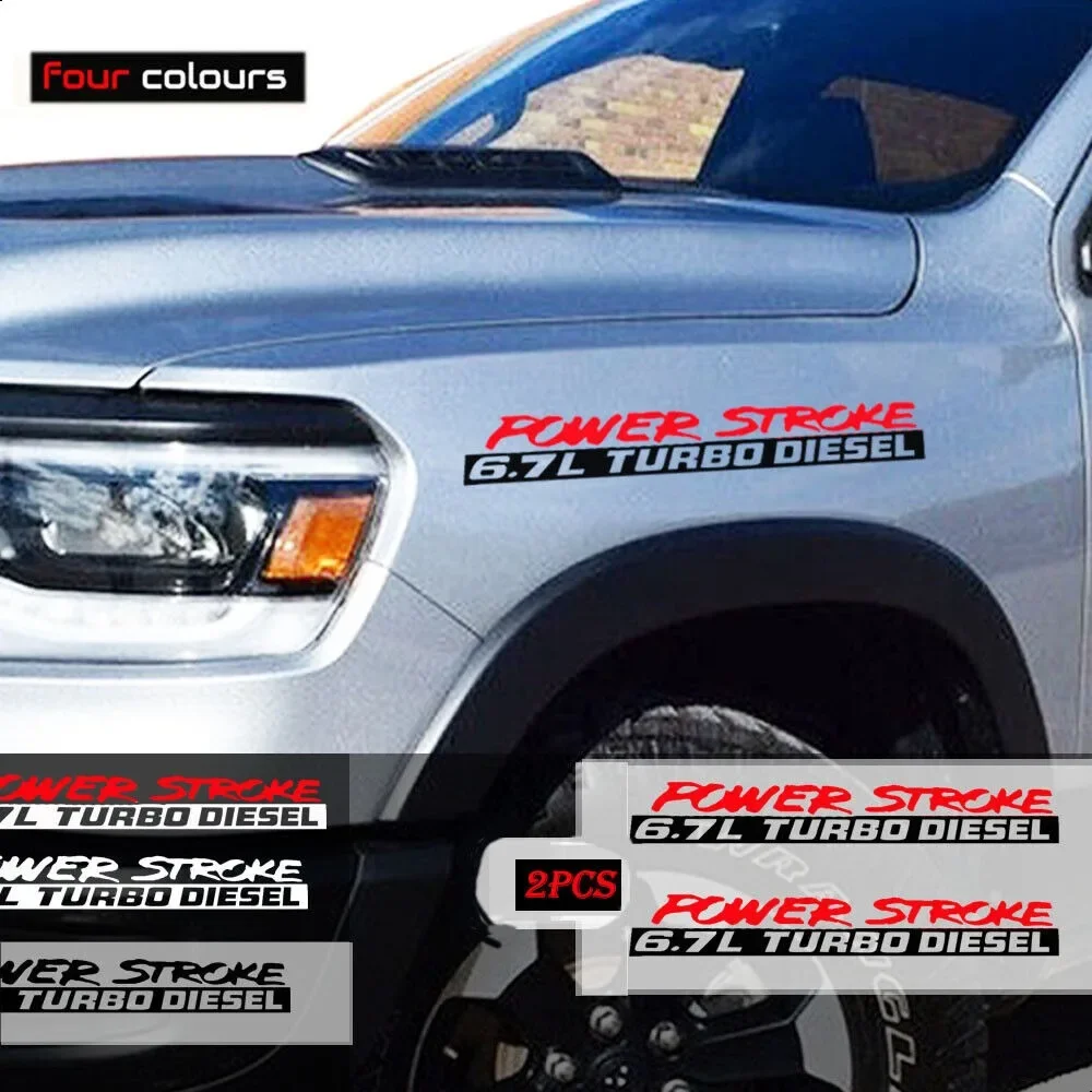 

6,7 л PowerStroke Turbo Diesel наклейка на капот автомобиля в полоску эмблема грузовик графические наклейки для грузовика Dodge RAM 3500 2 шт.