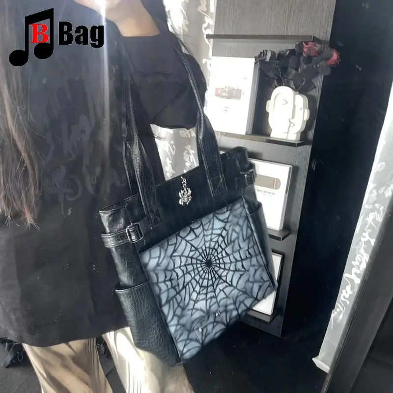 Bolso gótico de gran capacidad para mujer y niña, bandolera de hombro, estilo Punk, Harajuku, telaraña, a la moda, Y2K