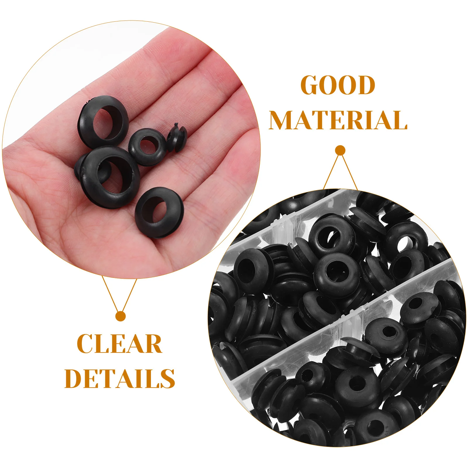 260개 고무 와이어 그로밋 블랙 방수 케이블 보호기 양면 씰 전기 배선 하네스 및 전원 코드 가스켓