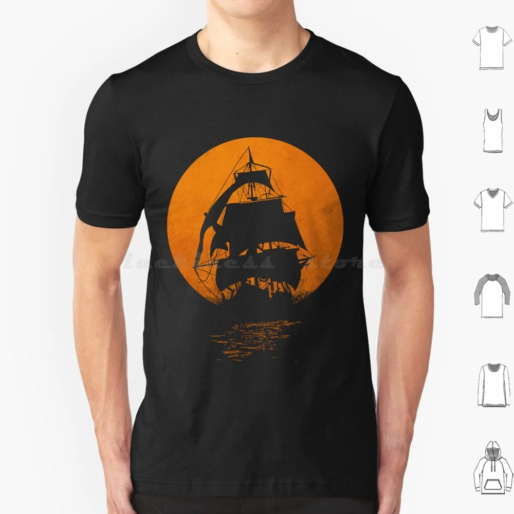 Pirate Boat T Shirt Big Size 100% Cotton Pirate Boat