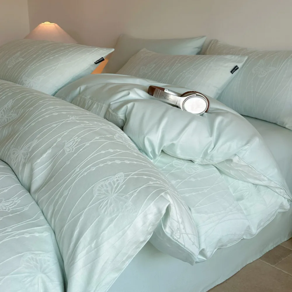 Premium 100% Cotton Bedding Set Xinjiang Long Staple Cotton Simple High End Bed Linen Duvet Cover Full Set