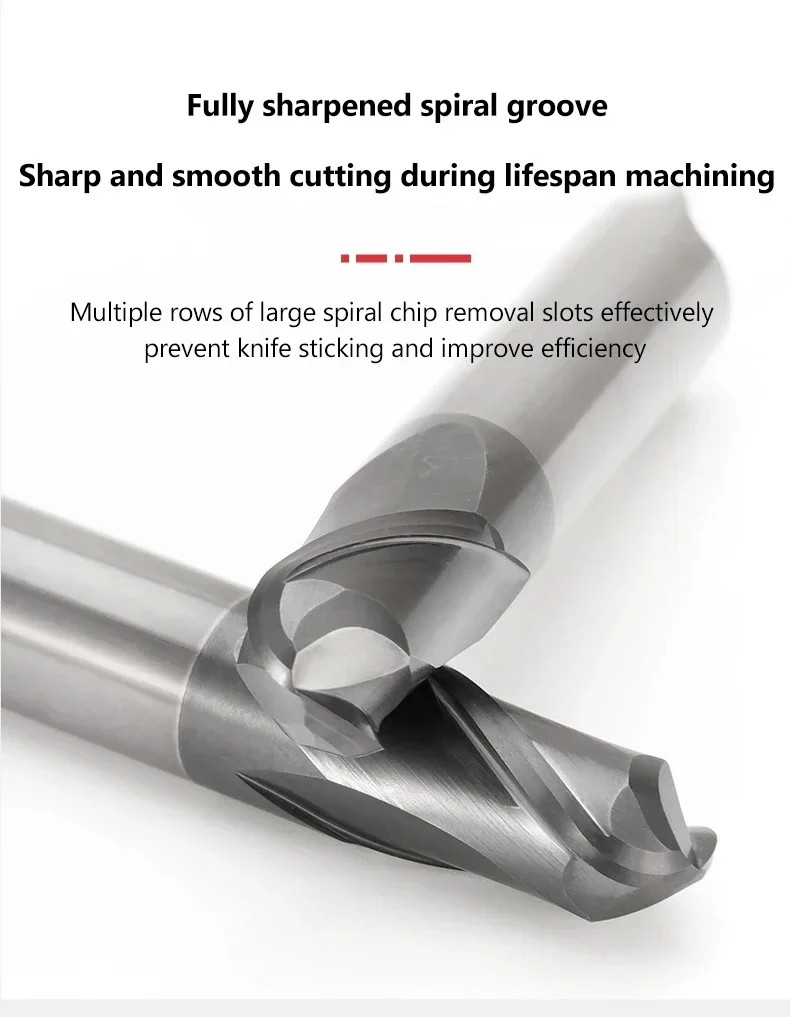 HRC66 HRC70 Fresa a ricircolo di sfere in carburo di tungsteno CNC Router Bit Strumento di fresatura R0.5 6 8 per strumento di lavorazione dell'acciaio metallico al tungsteno