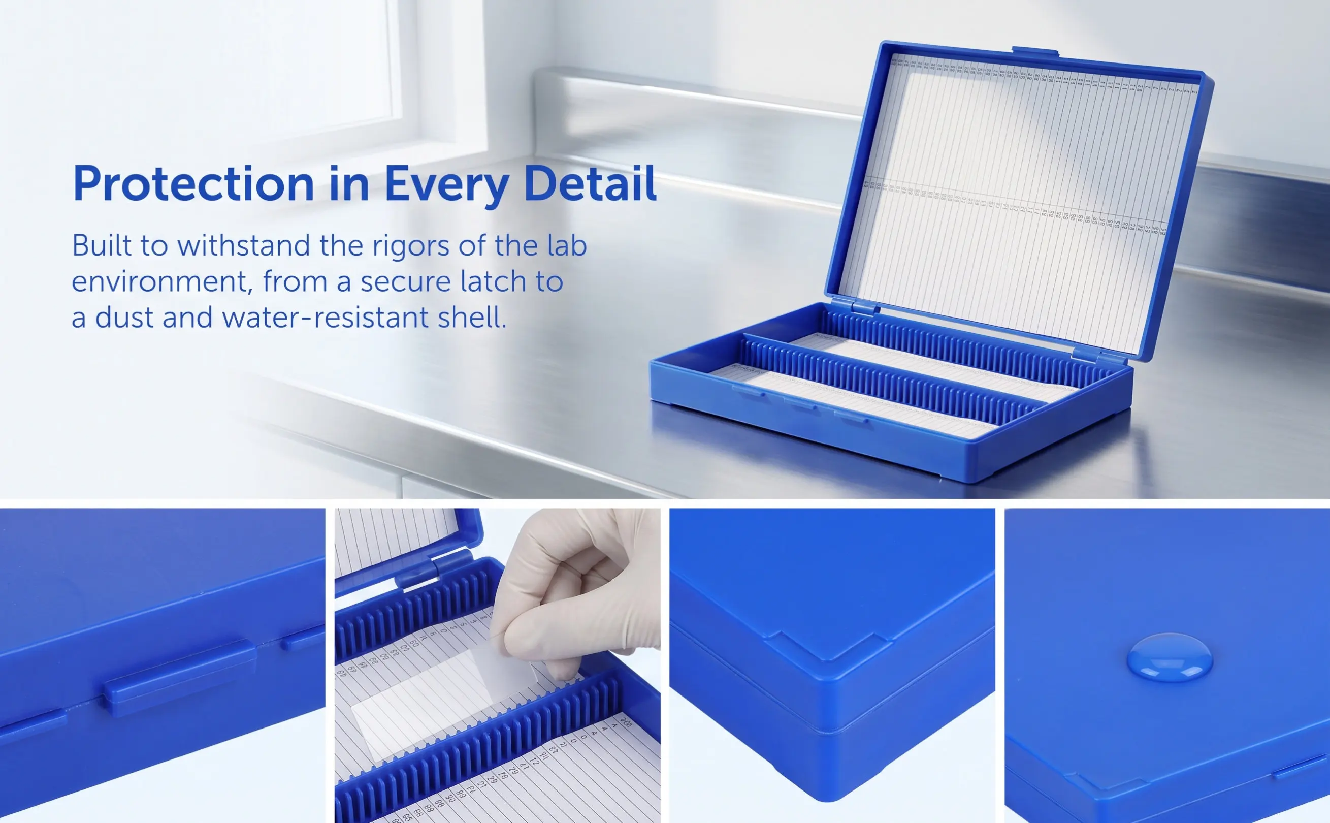 Microscope Slide Organizer Storage Holder Cabinet Plates Laboratory Blue Storing Tool