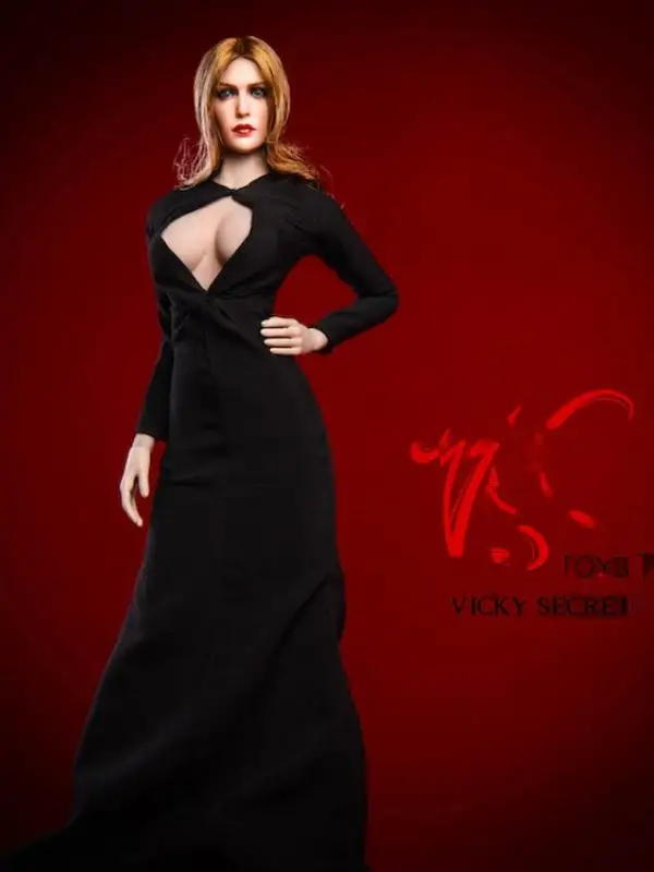 VSTOYS 1/6 Scale Soldier Clothes Sexy Black Red Dress Evening Wear for 12 Inch Female Figures Model Accessories Toy