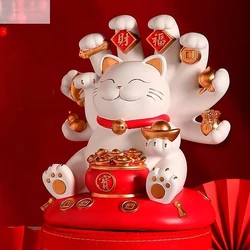 Original Lucky Wealth Waving Cat, A Thousand Hands Money Cat, Home Decor, Welcome Sculpture, Statue Decor, Car Ornament
