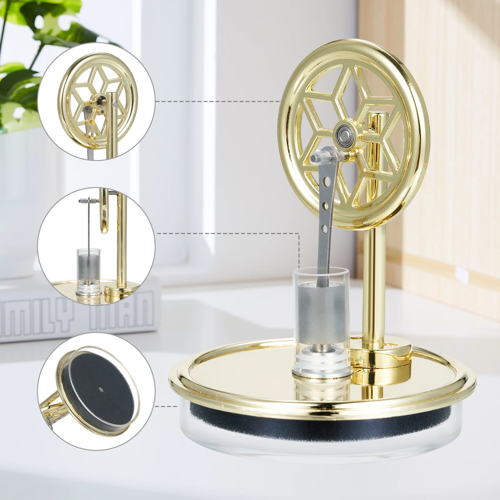 【New】Low Temperature Stirling Engine Assembled Educational Steam Heat Model for Classroom Teaching Experiment Alloy Parts Gift