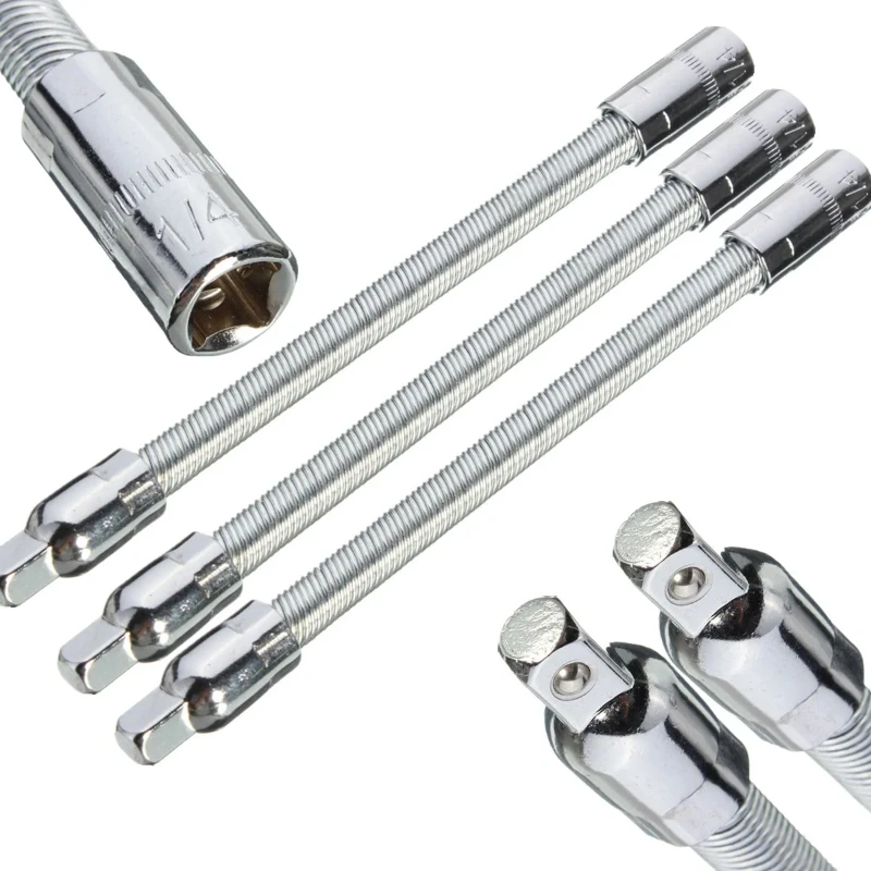1 szt. 1/4 "6,3 mm narzędzie nasadowe z grzechotką elastyczne przedłużki 6" długość 150 mm