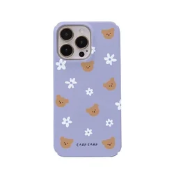 INS Purple Bear Flower Cartoon Phone Case for IPhone 16 15 14 13 Pro Max 12 11 Pro 13 Mini Back Cover X XR 14 PLUS SE 2022 Funda