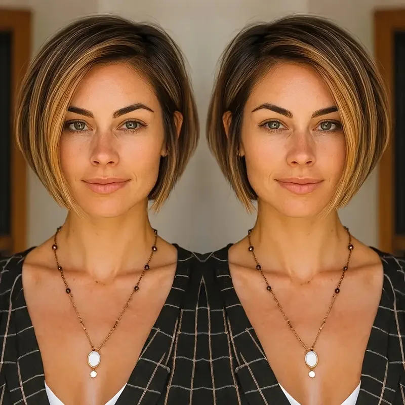 European and American synthetic ladies' wig with middle part, short straight bob wig, easy to wear
