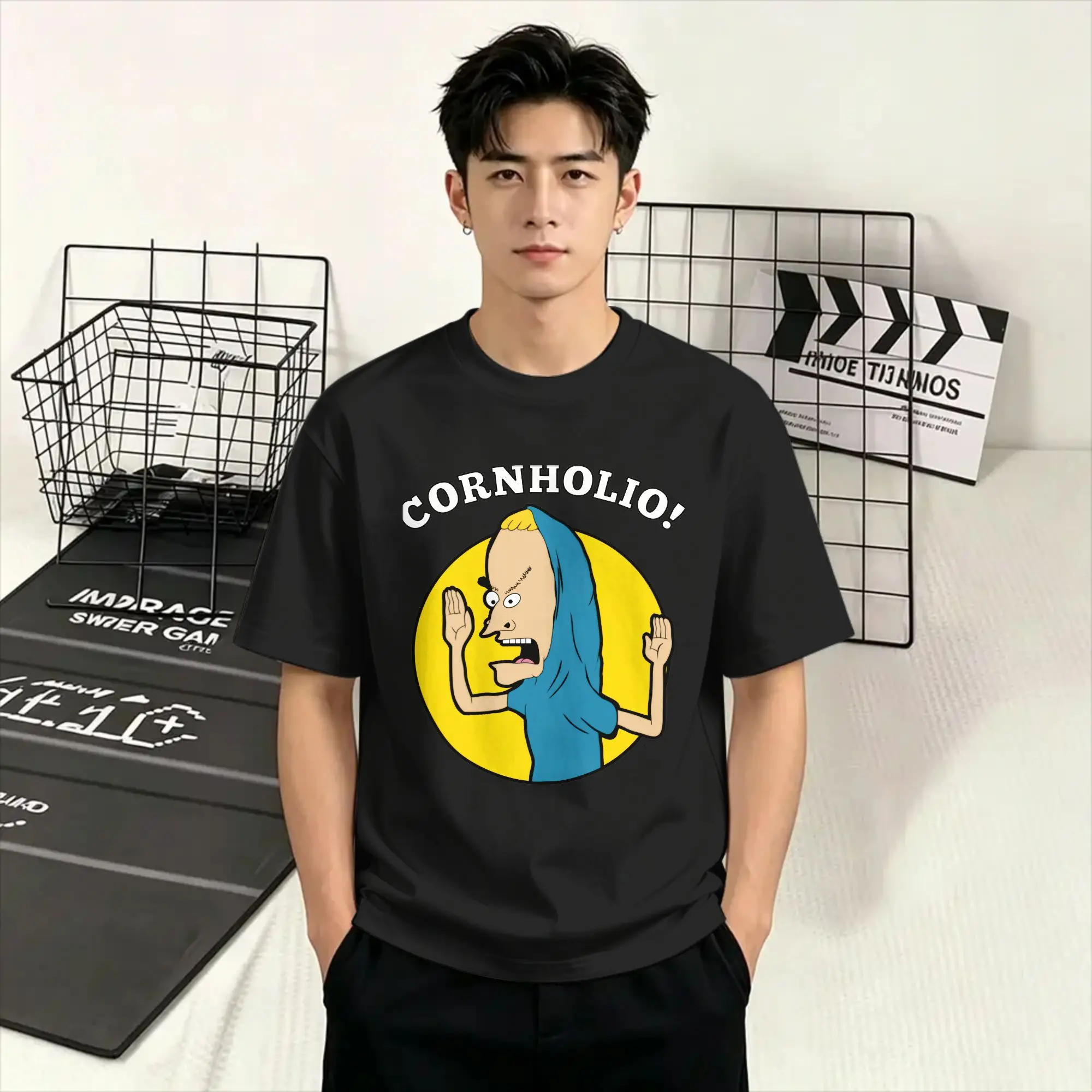 Men's Funny Beavis and Butthead T Shirts  Pure Cotton Clothes Novelty Short Sleeve Round Collar Tee Shirt Gift T-Shirt