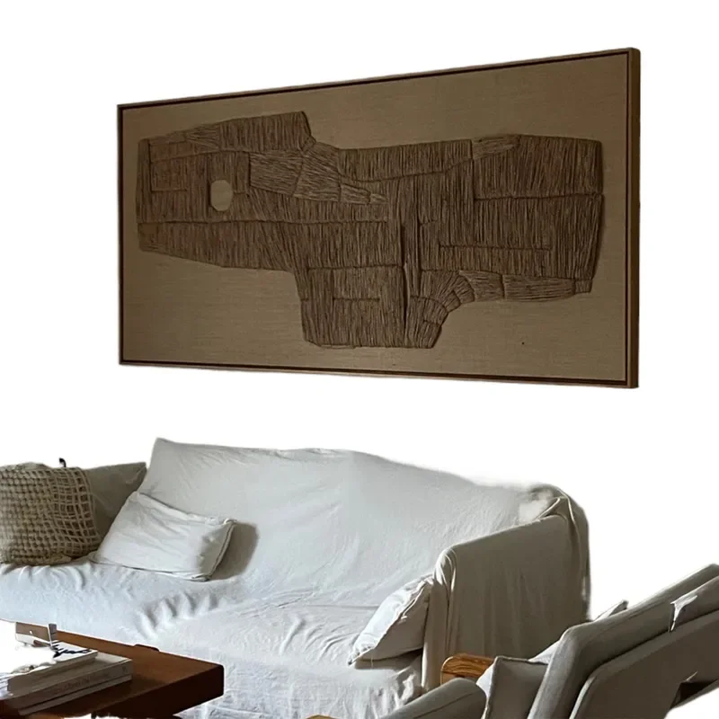for Rope Art Weaving Decorative Painting Horizontal Japanese Log Style Hanging Wall Art Medieval Style for Homestay Tea Room