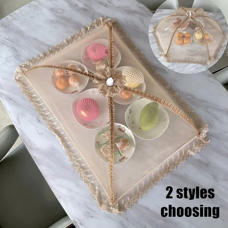 Foldable Kitchen Dining Table Food Cover Insect Proof Cover Tent Net Square Net Picnic Net Mosquito Proof Umbrella Easy To Clean