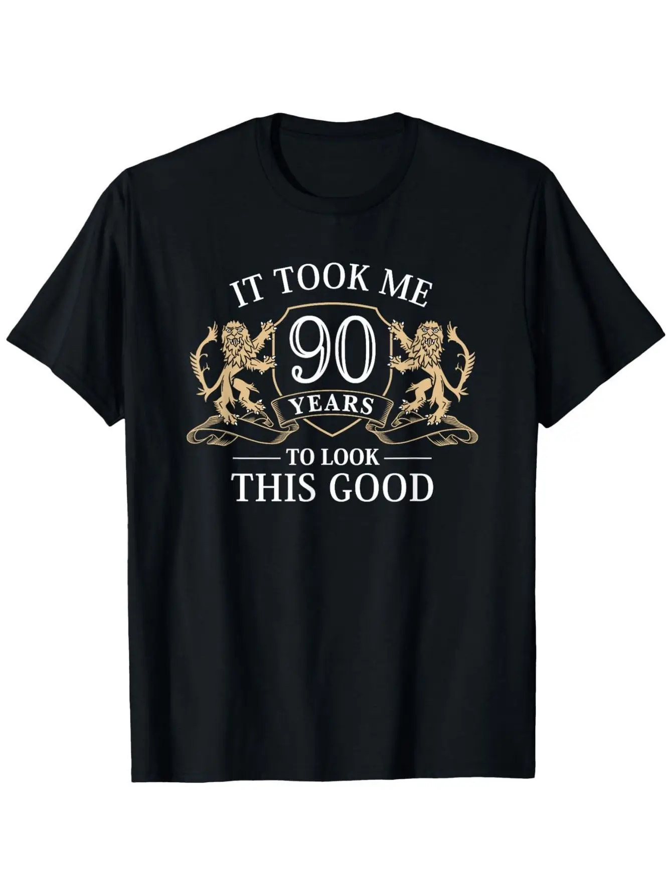 

Футболка на 90th Birthday It Took Me 90 Years to Look This Good — 100% хлопок, вес ткани 180 г, повседневный подарок на Рождество и Новый год