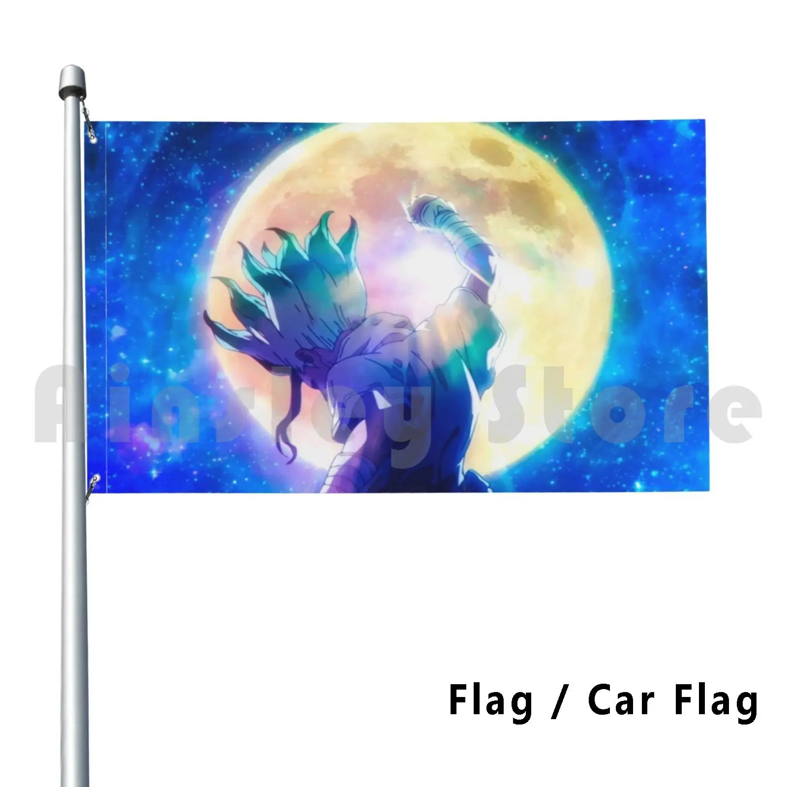 Bandera del Dr. Stone Moon, bandera del coche, divertida Drstone, Dr. Sleeve, Anime Senku, ciencia, Boichi, Inageki, Stem Moon