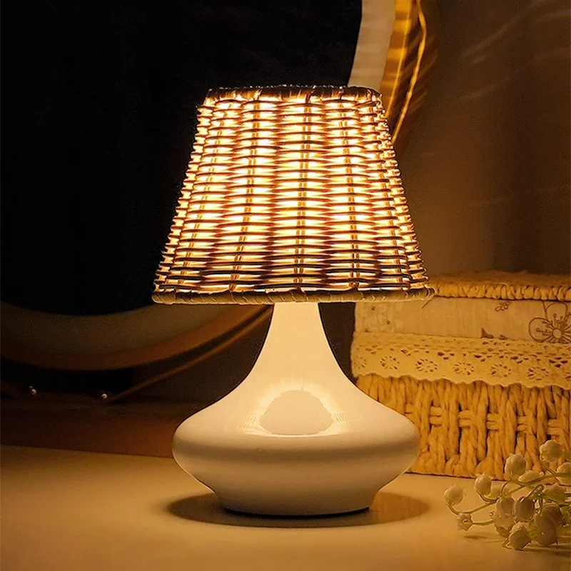 LED Table Lamps Simple Chinese Style Decoration Lamp Dimmable USB Plug Night Light Fabric Lampshade Bedroom Bedside Lighting