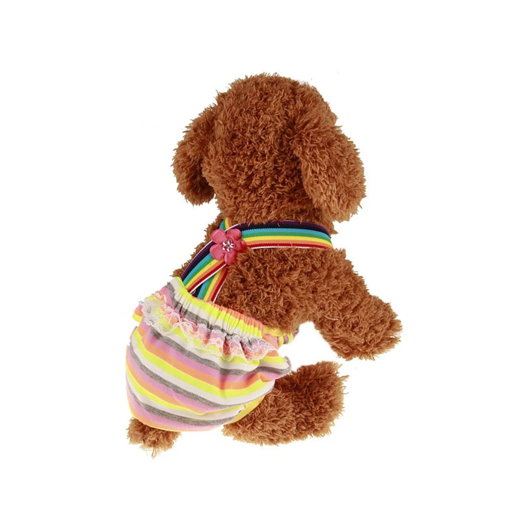 

Washable Pet Cloth Sanitary Pants for Female Dogs Soft Cotton Diapers with Flower Strap Design Prevent Mating Stains on Floors