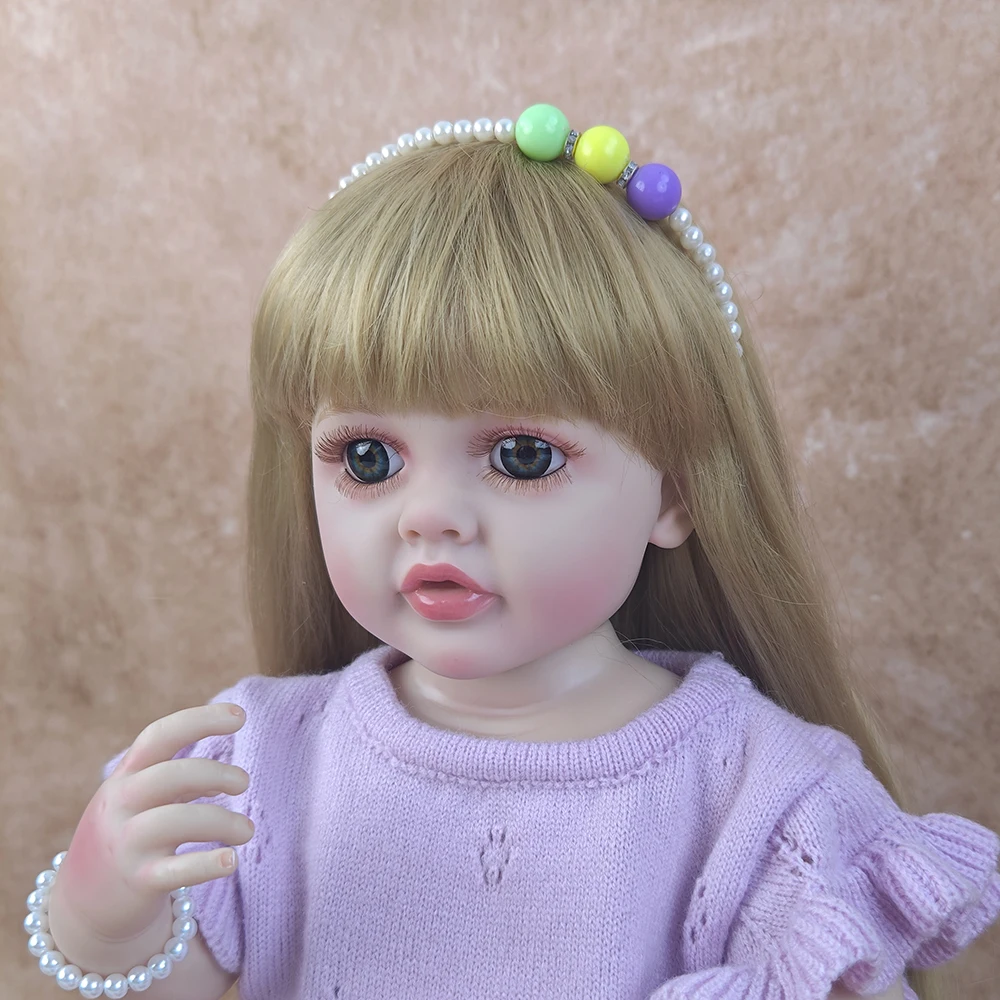 22Inch Handmade Realistic Reborn Baby Dolls Soft Vinyl Body with Toy Accessories Like a Lifelike Baby Girl Kids Birthday Gift