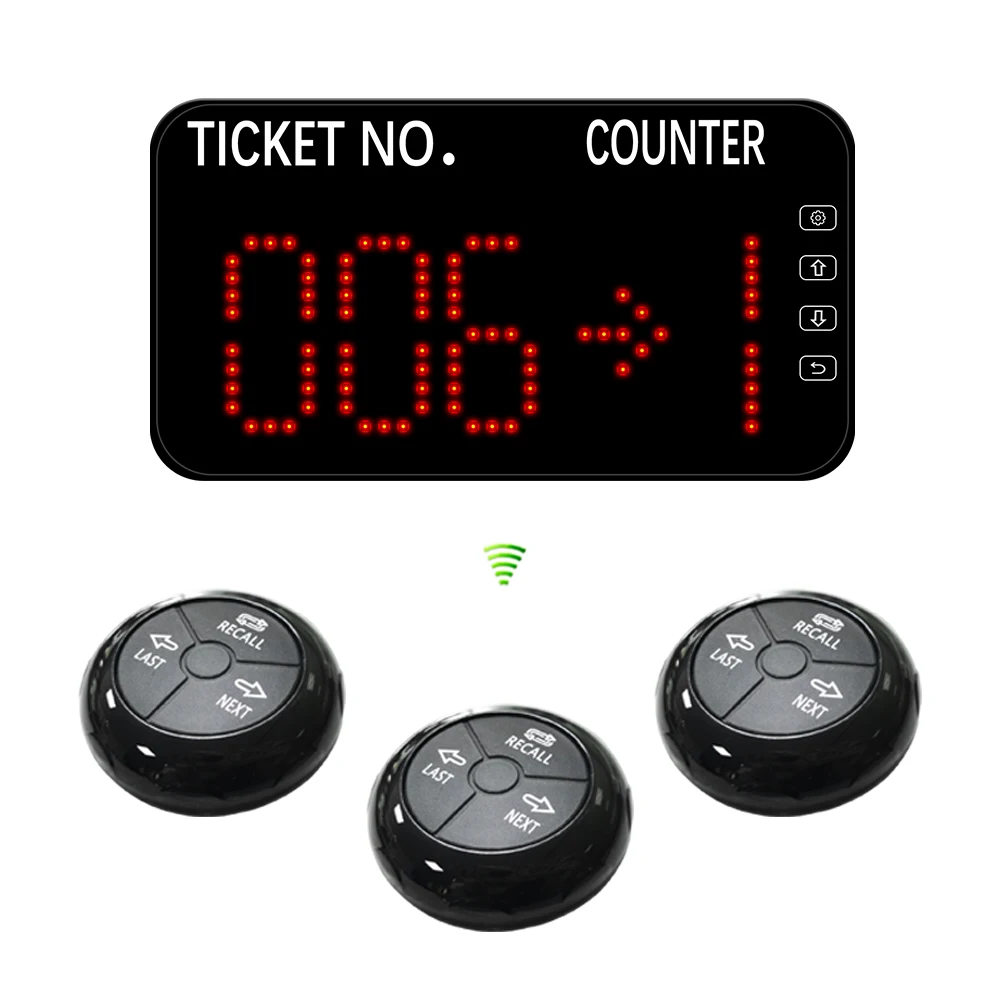 Turn O Matic TURNO Wireless Queue Calling System 1 Number Screen with Next Control Button for Restaurant Bank Hospital Cafe Shop