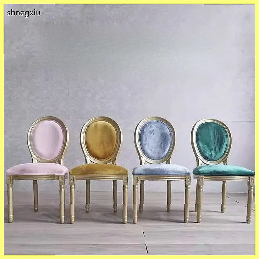 Velvet Tufted Vanity Stool with Gold Trim & Carved Wooden Legs, Plush Cushioned Makeup Chair