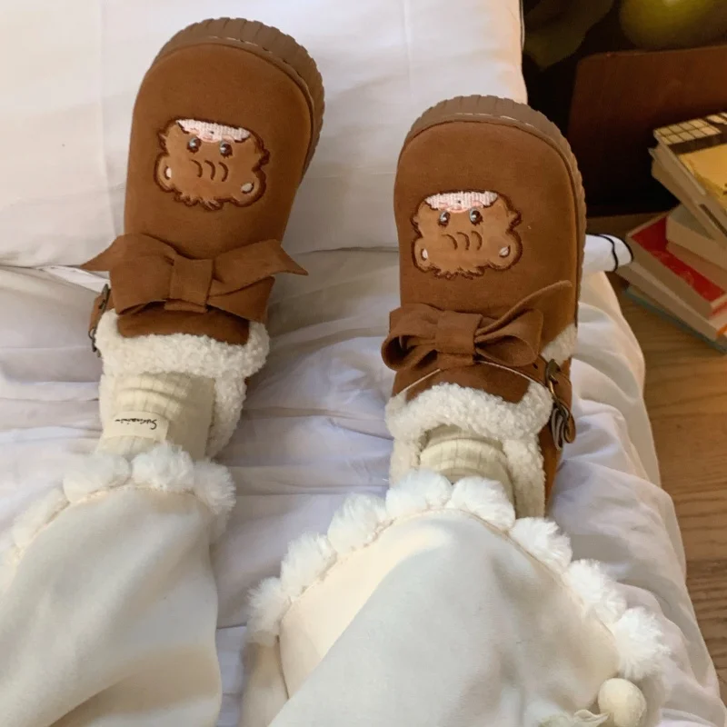 New Mikko Joint Sign Cute Short Snow Boots Tpr Short Plush Lovely Girl'S Heart Keep Warm In Winter Outdoor Fashion Birken Shoes