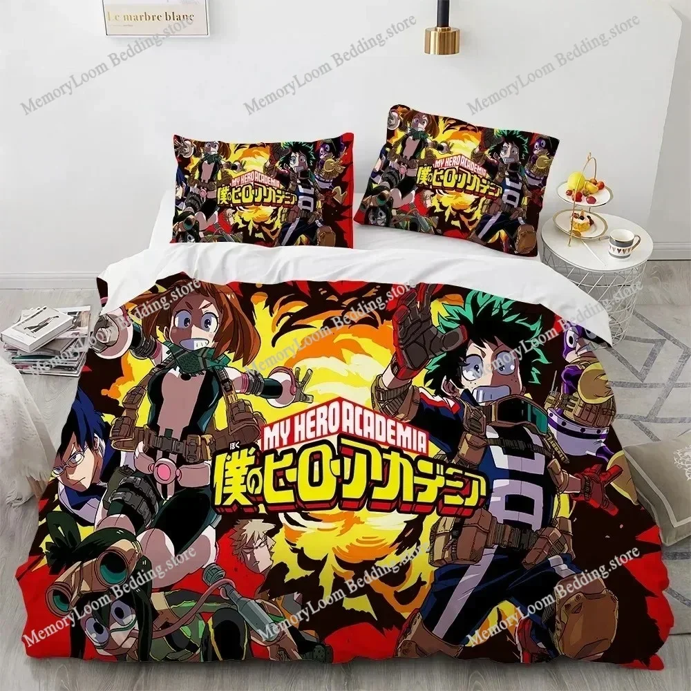 3D Print Anime My Hero Academy Bedding Set Characters Duvet Cover Cartoon Polyester Queen King Size Kids Boys Quilt Cover