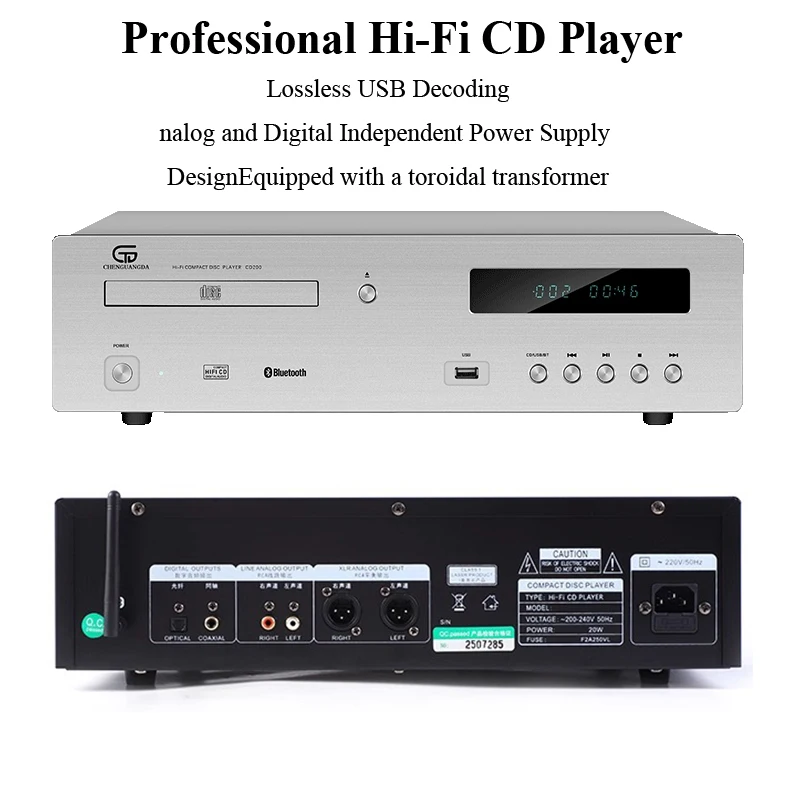 

CD200 Профессиональный Hi-Fi CD-плеер Bluetooth 5,0 ES9038Q2M ЦАП 192 кГц 24 бит декодирование CD-плеер OPA2604 ОУсилитель 5 шт.