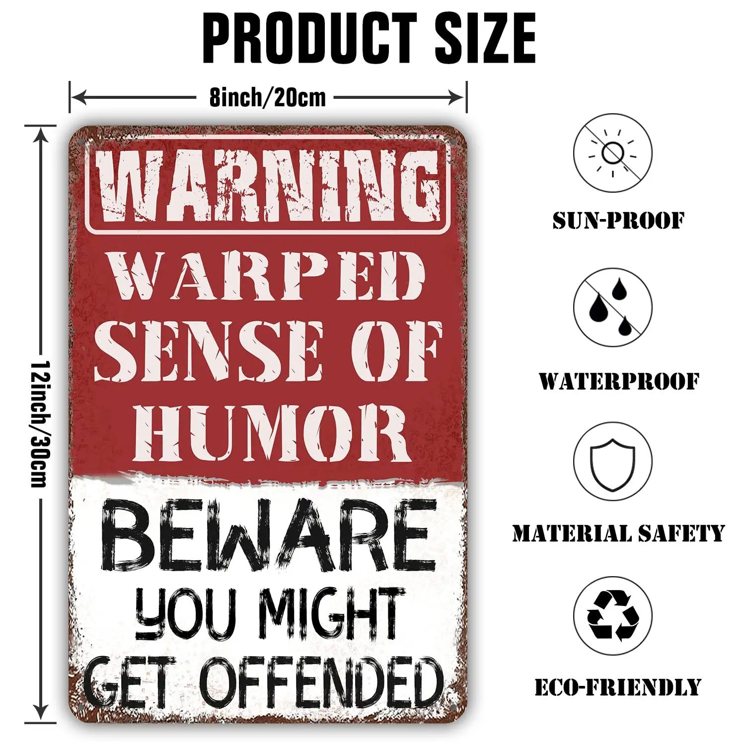 Bnmdery Metal Sign Warning Warped Humor Funny Retro Tin Sign Home Kitchen Bar Cafe Club Yard Cave Wall Decor Vintage Warning Sig