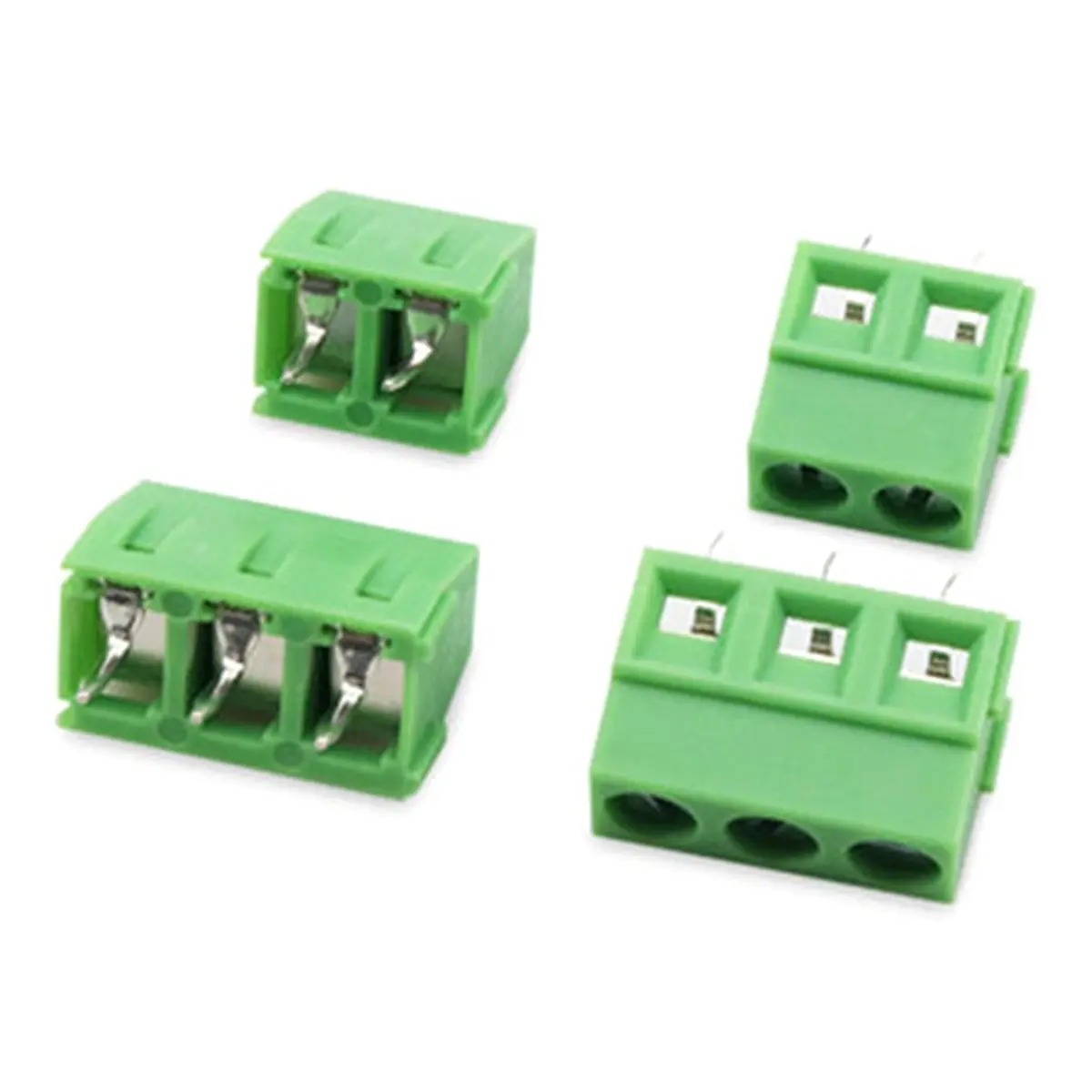 HOUSEHOLD*GOOD 100pcs KF127 -2p 3p Terminal Block Connector 5mm Pitch 300V 10A Type PCB Wiring Terminal Green Splicing A