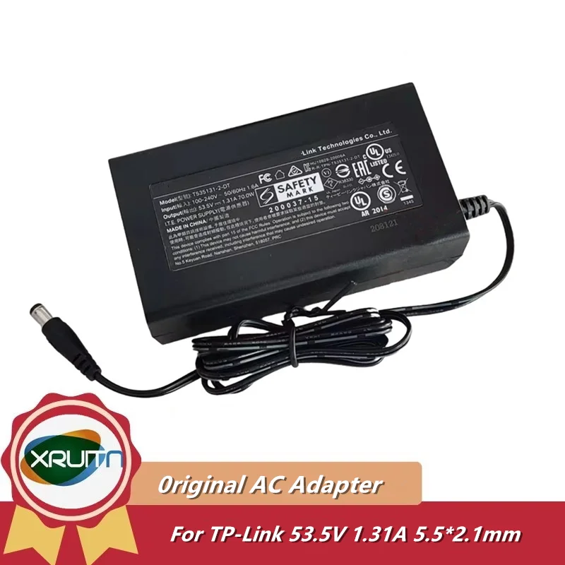 Genuine T535131-2-DT 53.5V 1.31A 70W AC Adapter Charger for TP-LINK TL-SF1006P POE Power Supply 5.5*2.1mm Original