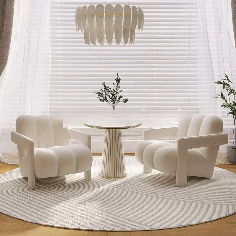 Cream wind sofa chair single modern simple casual lazy special shaped chair living room