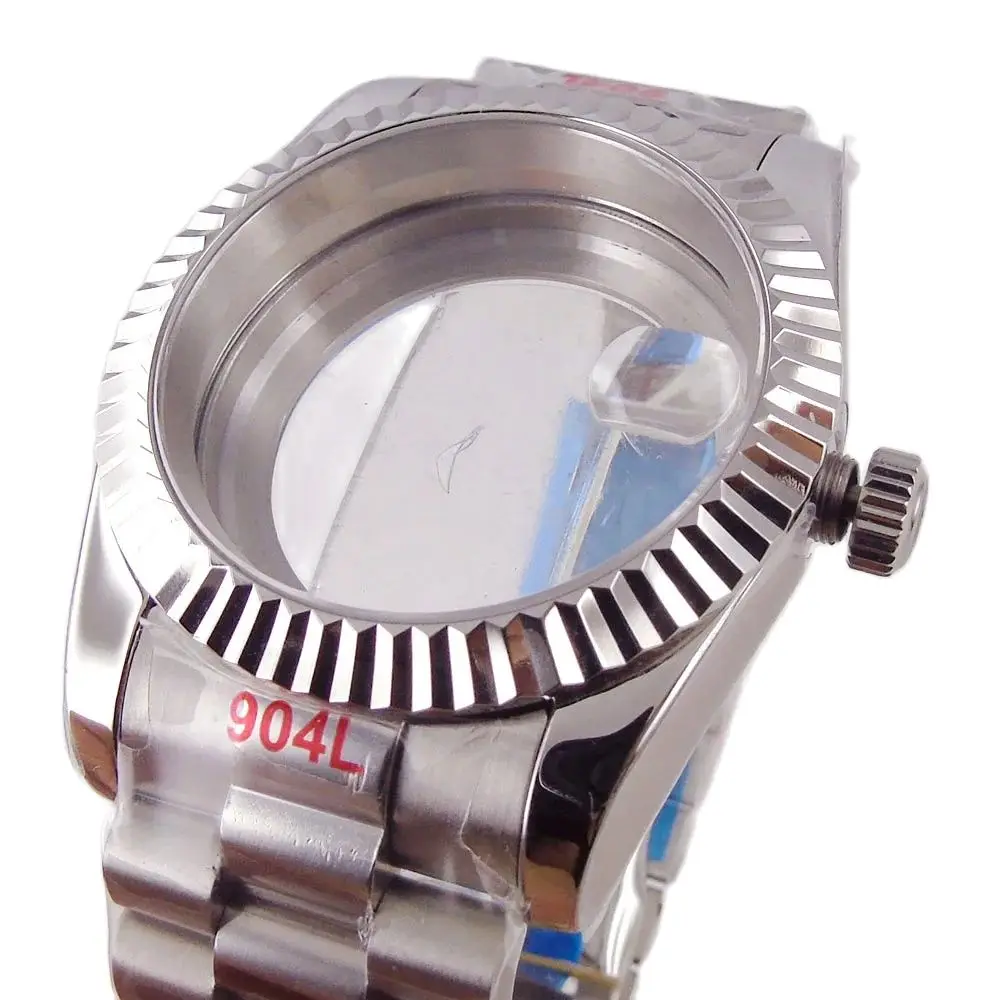 36mm 39mm Waterproof Silver Fluted Curved Watch Case for NH34 NH35 NH36 NH38 NH39 NH70 NH72