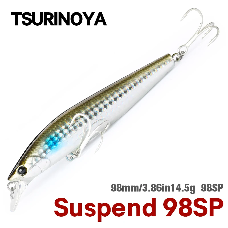 TSURINOYA 98SP Suspend Minnow Fishing Lure DW86 STINGER 98mm 14.5g Saltwater Artificial Hard Baits Bass Tungsten Weight Wobblers