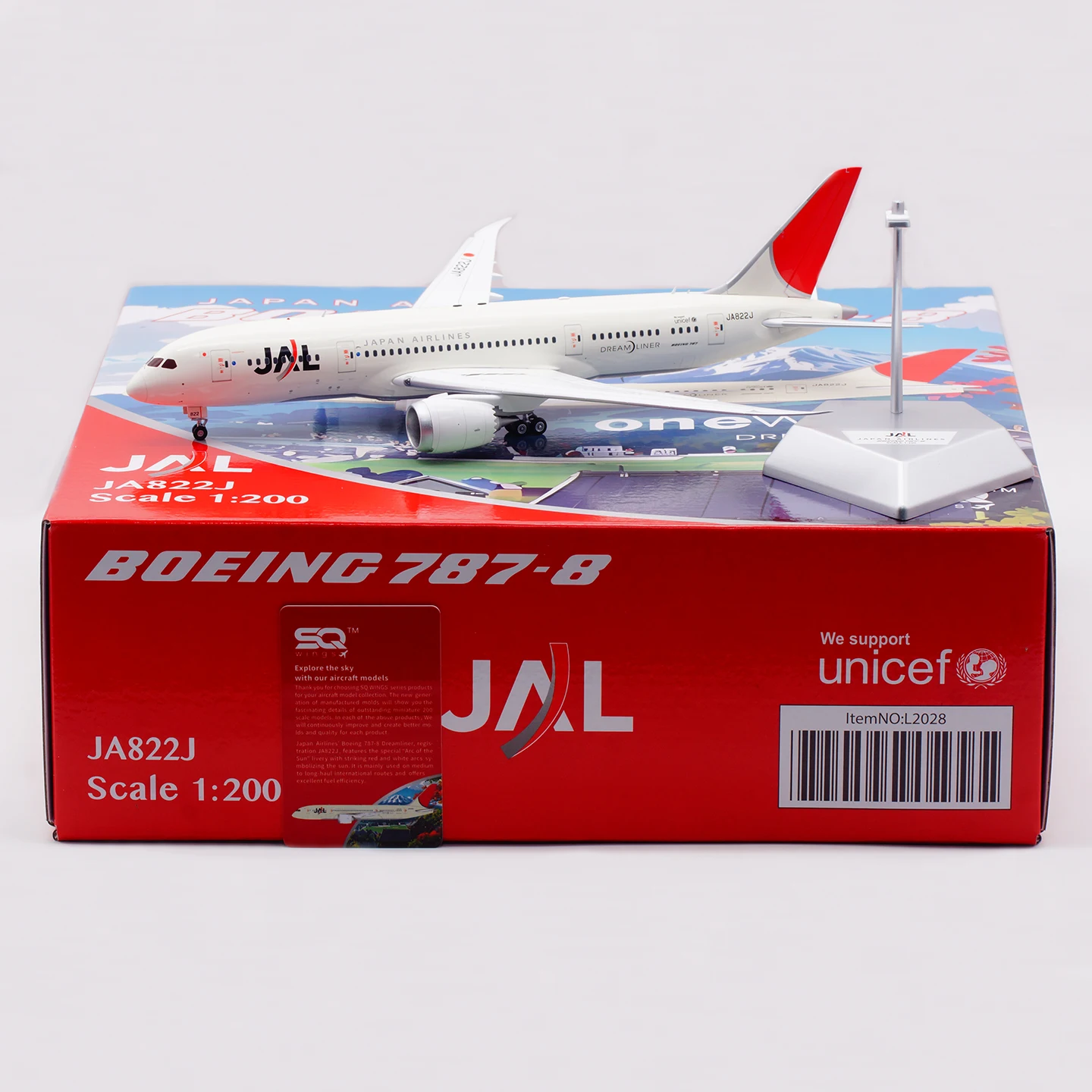

L2028 Коллекционный самолет из сплава в подарок SQ Wings 1:200 JAL Japan Airlines «Dreamliner» Boeing 787-8 Литая под давлением модель самолета JA822J