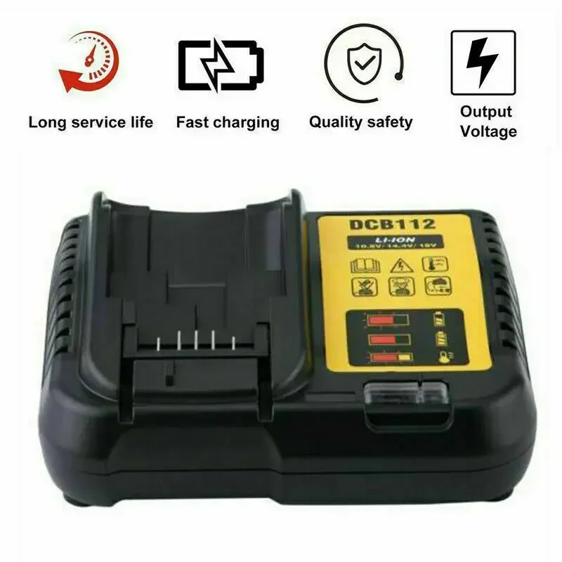 

NEW Upgraded DCB112 3A Li Battery Charger For Dewalt 10.8V 12V 14.4V 18V 20V DCB206 DCB205 DCB204 DCB203 DCB120 DCB107 DCB115
