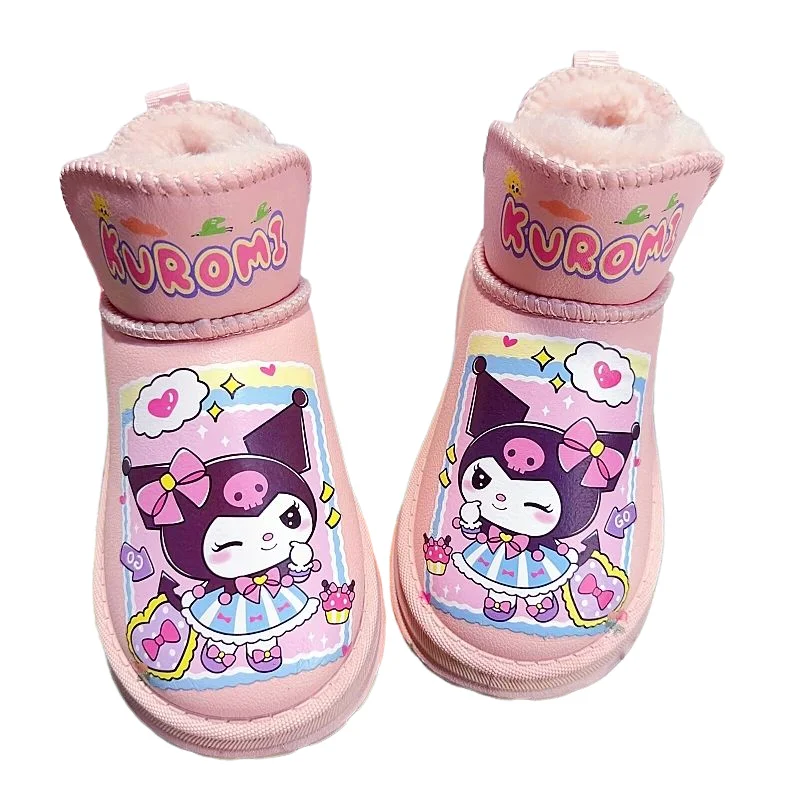 Sanrio Girl Cotton Boots Kuromi My Melody Hello Kitty Cartoon Child Boots Winter Thicken Keep Warm Shoe Water Proof Antislip New