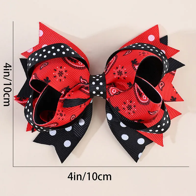 Fashion Ribbon Print Hair Bows Clips For Girls Cute Cowboy Hairpins Barrettes Kids Headwear Handmade Hair Accessories