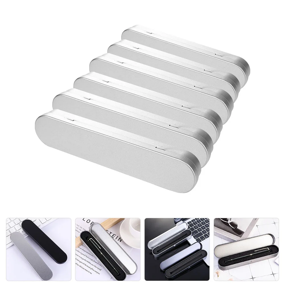

6Pcs Metal Pencil Box Tin Stationery Organizer Sponge Liner Protection for Pens Daily Use Student Accessories Tin Pencil Cases