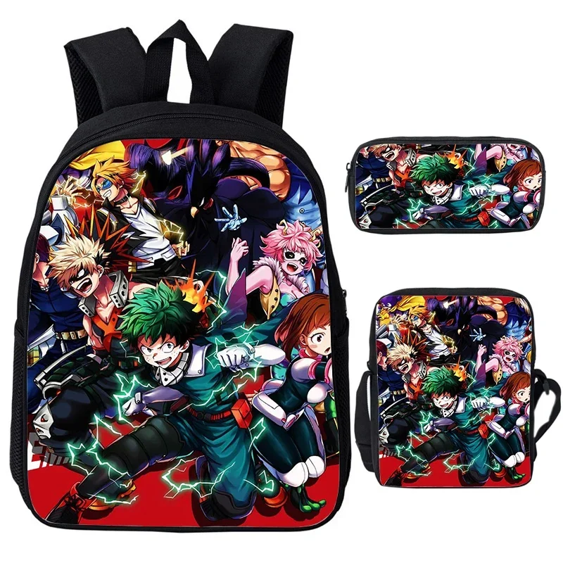 3 ชิ้น/เซ็ตญี่ปุ่นอะนิเมะ My Hero Academia พิมพ์กระเป๋าเป้สะพายหลังกันน้ําเด็กโรงเรียนกระเป๋าเด็กชายหญิงการ์ตูน Bookbag กระเป๋าเดินทาง