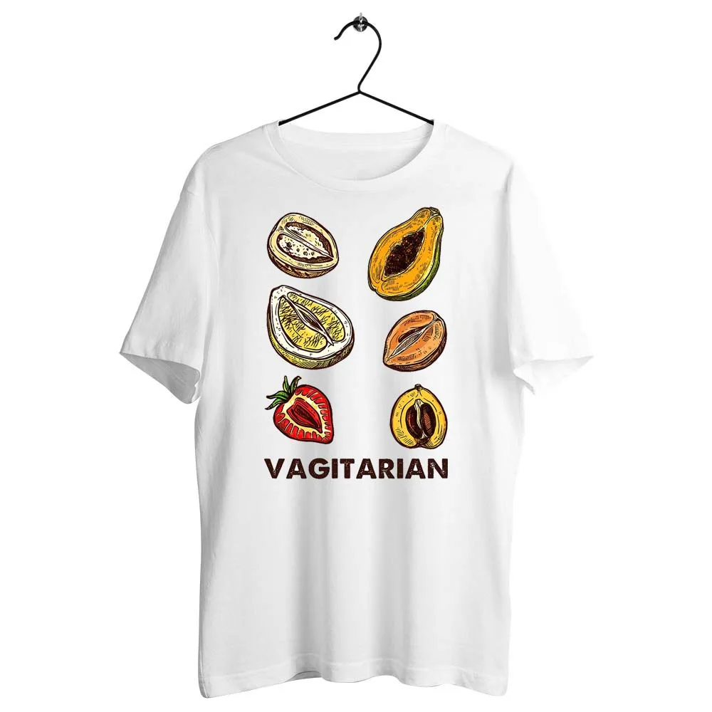 Unisex Men Women Black Trim T Shirt Vagitarian Naughty Humor Funny Joke Humor Gift Artwork Tee