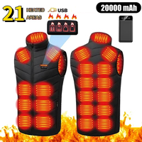 21 Zone Heated Jacket USB Electric Heated Cotton Clothes Warm Snow Heated Vest Jacket Hunting Ski Camping Winter M-4XL