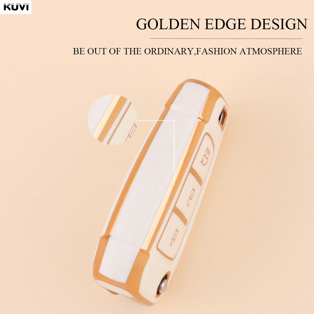 غطاء مفتاح السيارة الذهبي من البولي يوريثان الحراري القابل للطي لشركة هيونداي إلنترا سولاريس توكسون I30 I35 I40 كونا جينيسيس سانتا في أزيرا حامل شل